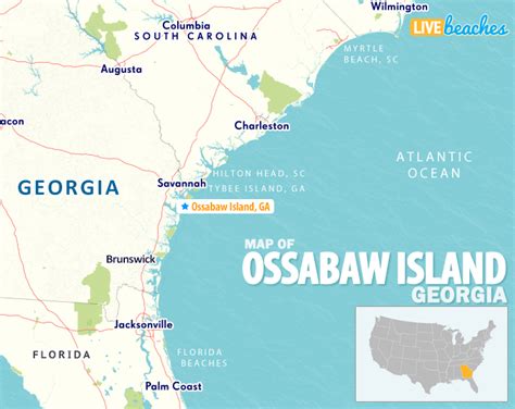 Map of Ossabaw Island, Georgia - Live Beaches