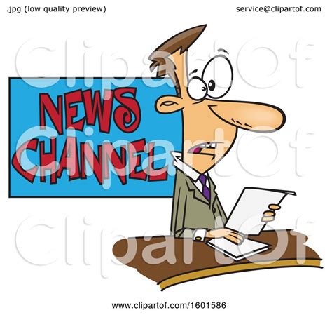 Clipart of a Cartoon White Male News Anchor at Work - Royalty Free ...