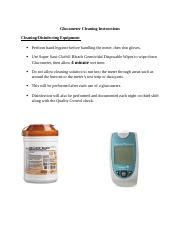 Glucometer Cleaning Instructions.docx - Glucometer Cleaning Instructions Cleaning/Disinfecting ...