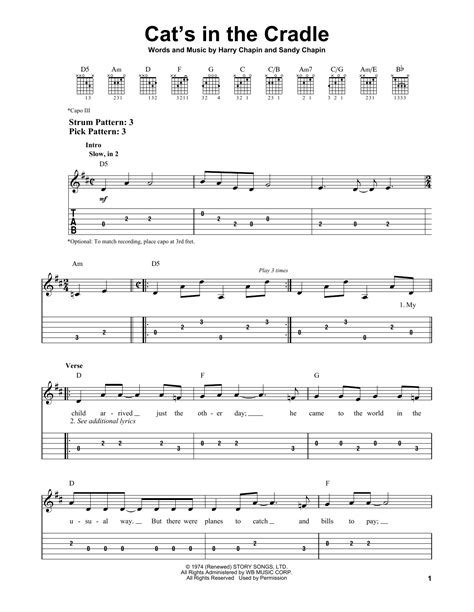 Cat's In The Cradle by Harry Chapin - Easy Guitar Tab - Guitar Instructor