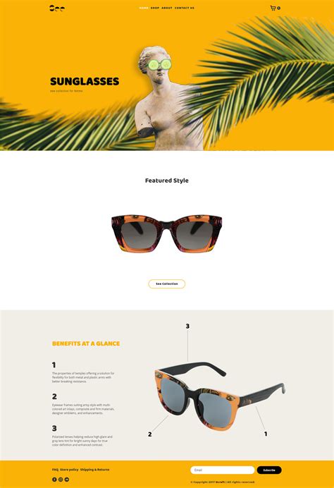 Sunglasses Shop Website Template for Ucraft on Behance