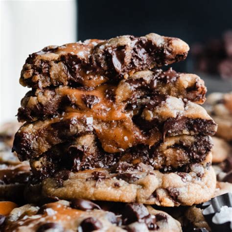 salted caramel chocolate chip cookies - Blue Bowl