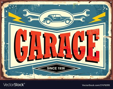 Vintage garage sign Royalty Free Vector Image - VectorStock | Retro ...