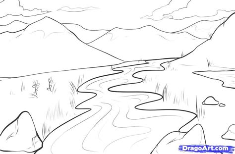 How to Draw a Field, Step by Step, Landscapes, Landmarks & Places ... Landscape Drawing Easy ...