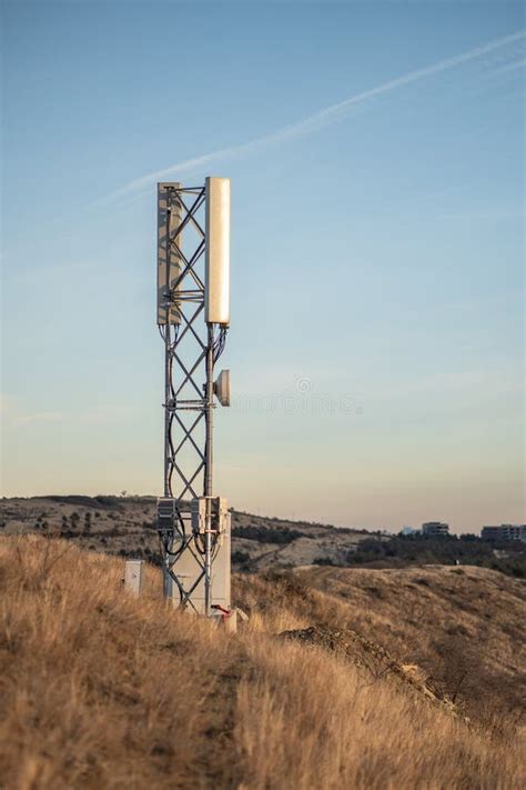 Cell 5G Tower in Mountains, Cellular Base Station with Mobile Antenna ...