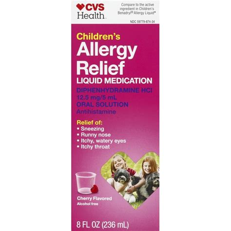 CVS Health Allergy Relief, Liquid Medication, Cherry Flavored, Children ...