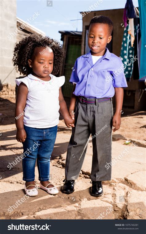 Black Brother Sister Holding Hands Looking Stock Photo 1075740281 ...