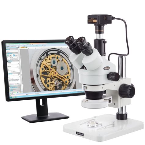 AmScope 3.5X-90X Surface Inspection 144-LED Zoom Stereo Microscope + 1