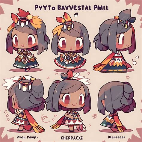 Premium AI Image | Sticker of Female Chibi Kawaii Mayan Traditional Bold Aztecan Colors Fe ...