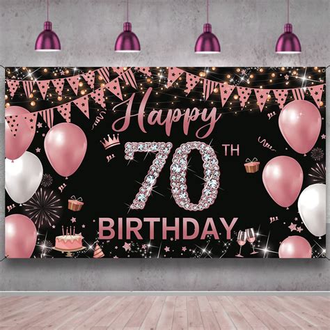 70th Birthday Ideas For Mom, 70th Birthday Banner, Birthday Party ...