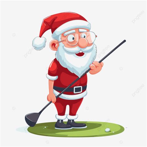 Santa Golfing, Sticker Clipart Cartoon Christmas Santa Claus With Golf ...