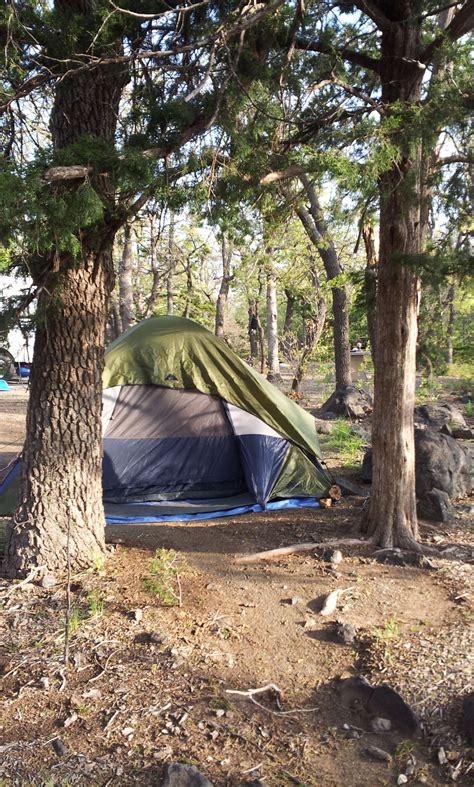 Our tent at our campsite at Camp Doris in the Wichita Mountains Wildlife Refuge in Oklahoma ...