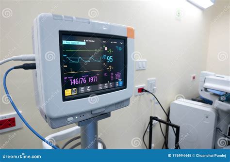 Heart Rate Monitor at Patient Room, a Medical Monitor Displaying Vital ...