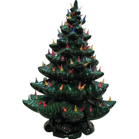 Very Large Vintage Ceramic Christmas tree Light up Base Faux Plastic ...