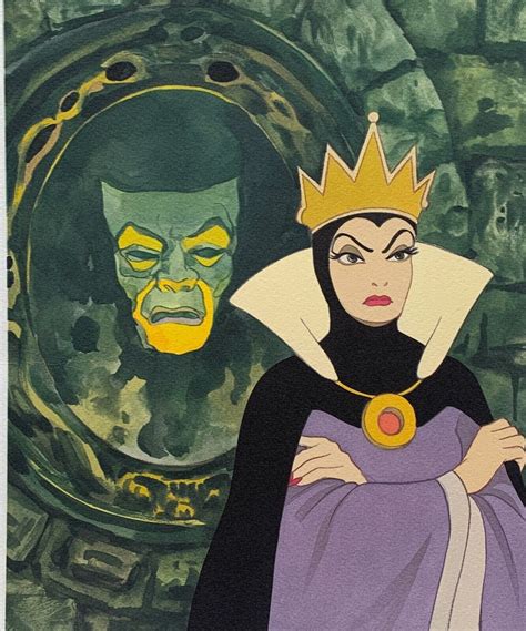 Disney SNOW WHITE EVIL QUEEN Art Giclee Mirror Mirror on the Wall 15" x ...