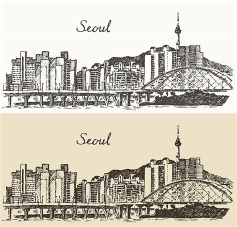 Seoul Skyline Drawing Illustrations, Royalty-Free Vector Graphics & Clip Art - iStock