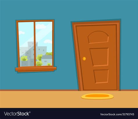 Window and door cartoon colorful Royalty Free Vector Image