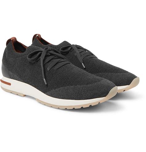 Loro Piana 360 Flexy Walk Leather-trimmed Knitted Wool Sneakers in Gray for Men - Lyst