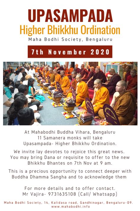 Upasampada- Higher Bhikkhu Ordination. – Maha Bodhi Society