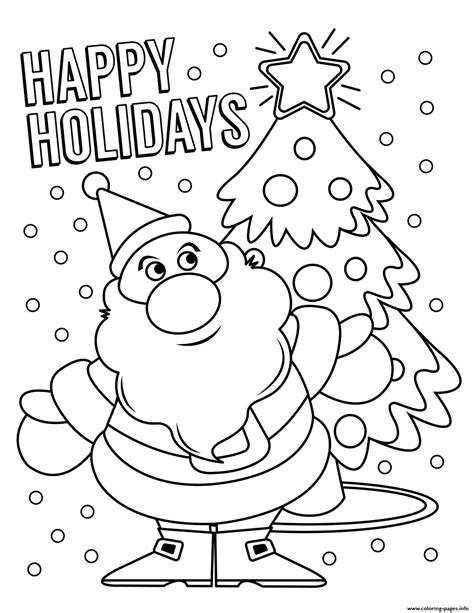 Happy Holidays Santa Claus Coloring page Printable