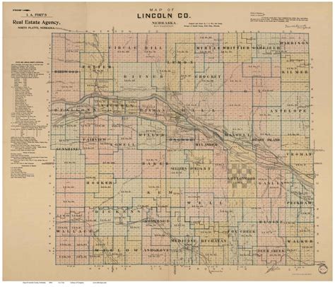 Lincoln County Nebraska 1894 Old Wall Map Reprint With Landowner Names ...