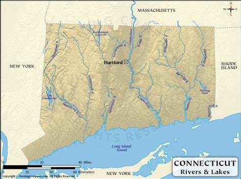 Connecticut River Map, Connecticut Rivers and Lakes