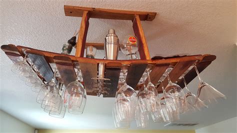 Buy Hand Crafted Wine Barrel Hanging Wine Glass Rack, made to order from Wine Cask Woodwork ...