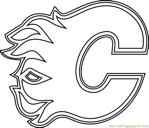 Calgary Flames Logo Coloring Page for Kids - Free NHL Printable ...