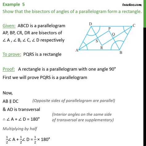 Example 5 - Show that bisectors of angles of parallelogram