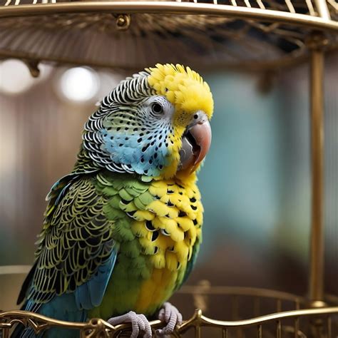 Premium AI Image | A closeup of a curious budgerigar parrot its beak ...