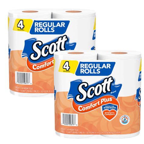 Scott ComfortPlus Toilet Paper, Unscented Bathroom Tissue, Soft, Strong, and Thick Plush Sheets ...