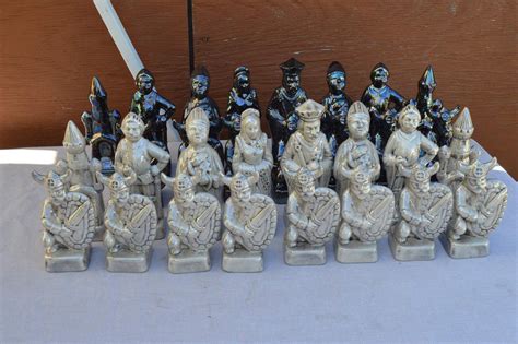 Lot # 288 Vintage handmade Ceramic Chess Pieces - Just Right Estate Sales