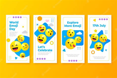 Free Vector | Flat world emoji day instagram story collection