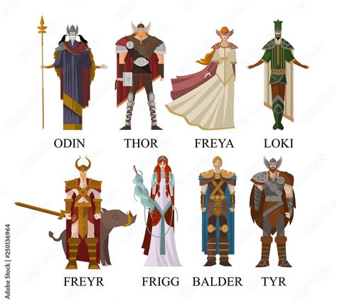 norse nordic mythology gods Stock Vector | Adobe Stock
