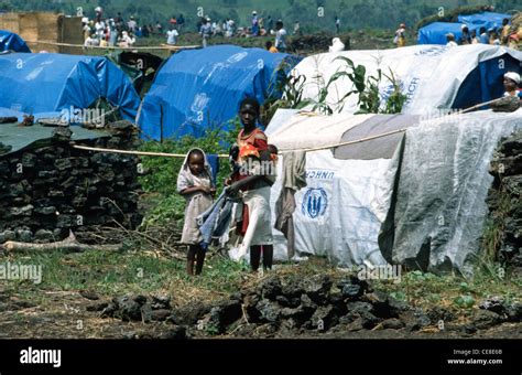 Refugee camp in Goma, Democratic Republic of the Congo in 1995. Area ...