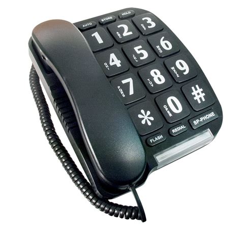 Large Button Telephone - Black Color