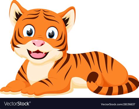 Happy tiger cartoon Royalty Free Vector Image - VectorStock