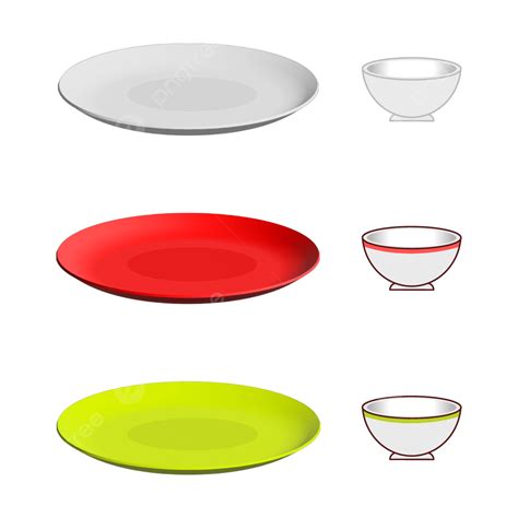 Empty Plate Vector Hd Images, Set Of Empty Plate With Bowl Vector ...