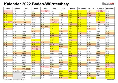 Kalender 2021 Schulferien Bw - Kalender 2022 + Ferien Baden-Württemberg, Feiertage / Die ideale ...