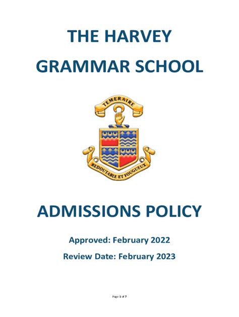 Fillable Online The Harvey Grammar School 11 Plus: 2024 Entry Guide Fax ...