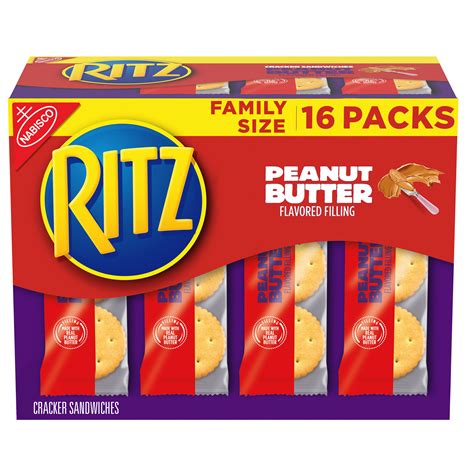 RITZ Peanut Butter Sandwich Crackers, Family Size, 16 - 1.38 oz Packs (6 Boxes) - Walmart.com ...