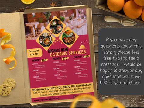 Cater Restaurant Menu Catering Flyer Template Printable Catering Flyer ...