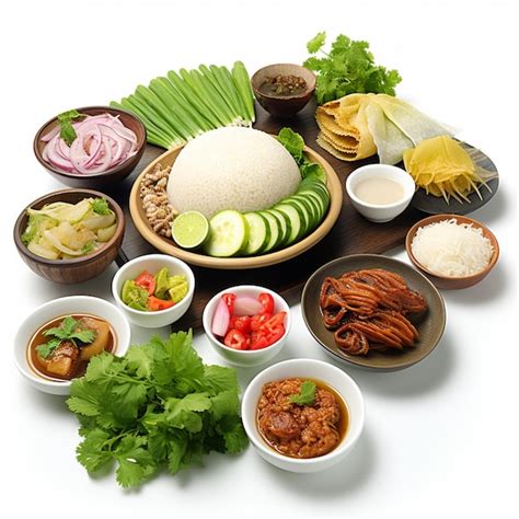 Premium AI Image | National food of Burma with white background high q