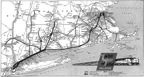 Map of Railroad Line for New York and New Haven Railroad. Anderson, P. 1845 Vintage home Deco ...