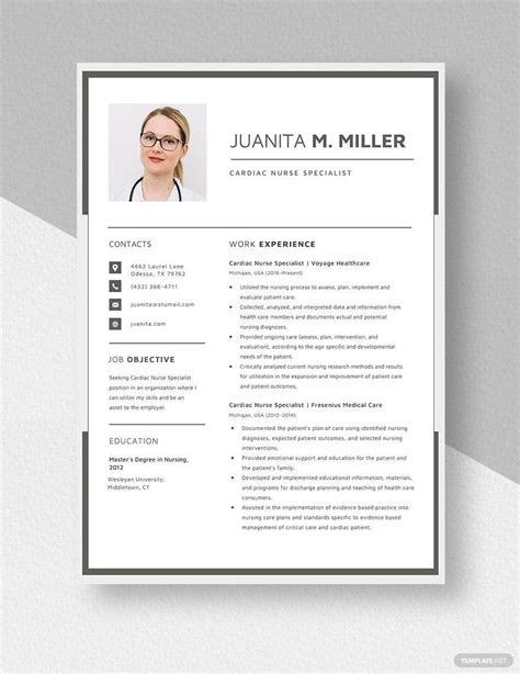 Cardiac Nurse Specialist Resume in Pages, Word - Download | Template.net