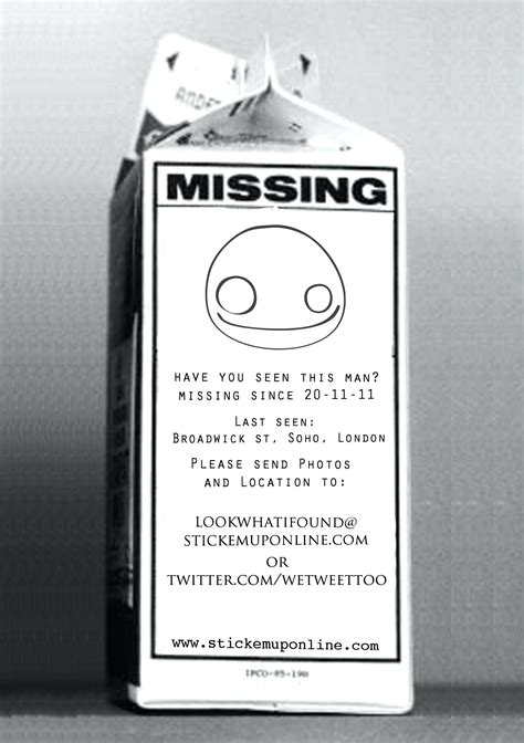 Milk Carton Missing Person Template