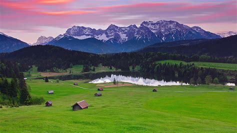 Wallpaper Germany Bavaria landscape, mountains alps, forest, grass ...