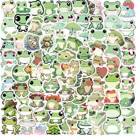 100Pcs/Set Q Funny Frog Mini Stickers Waterproof DIY Fashion Decals ...