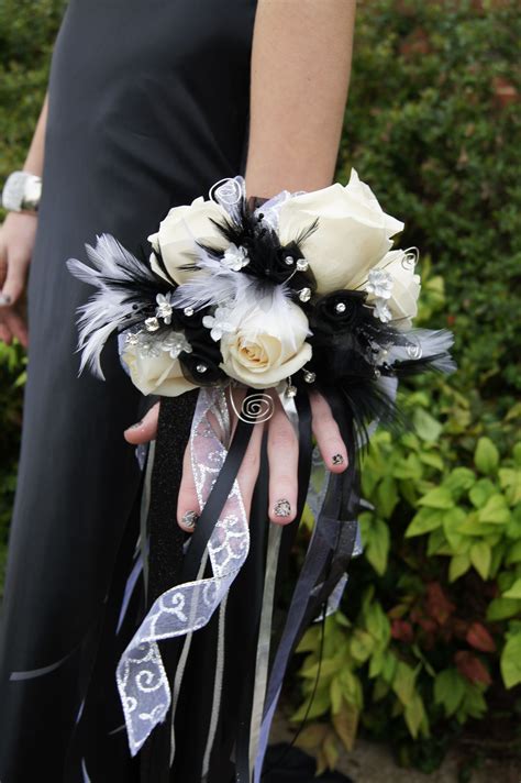 Image result for wrist corsage black gray pink Homecoming Flowers, Prom Flowers, Bridal Flowers ...