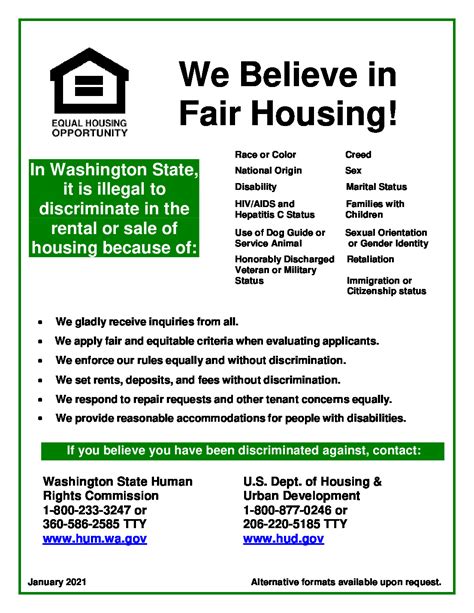 Free Washington Fair Housing Poster Labor Law Poster 2025